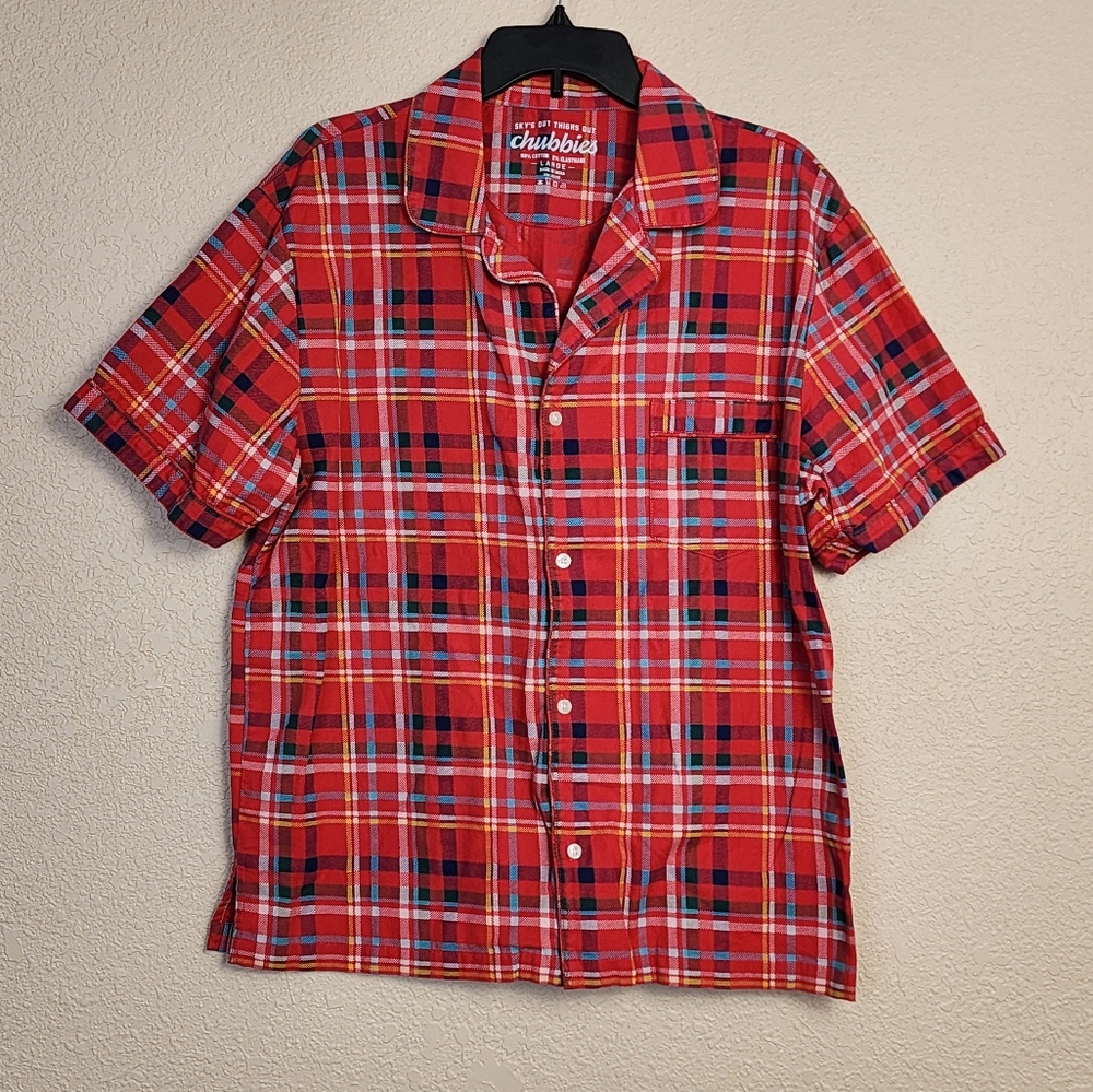 Chubbies Red Plaid Shirt Men's Large